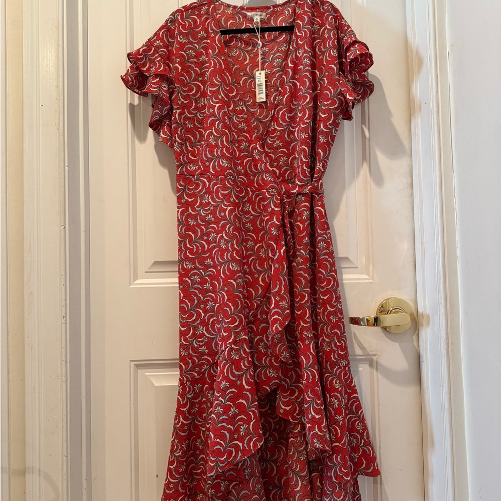 Chic Asymmetrical Red Floral Dress